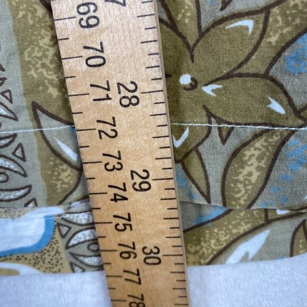 Malibu Dreams Mens Hawaiian Shirt L Cotton Floral Olive/Blue Short Sleeve - Picture 7 of 8